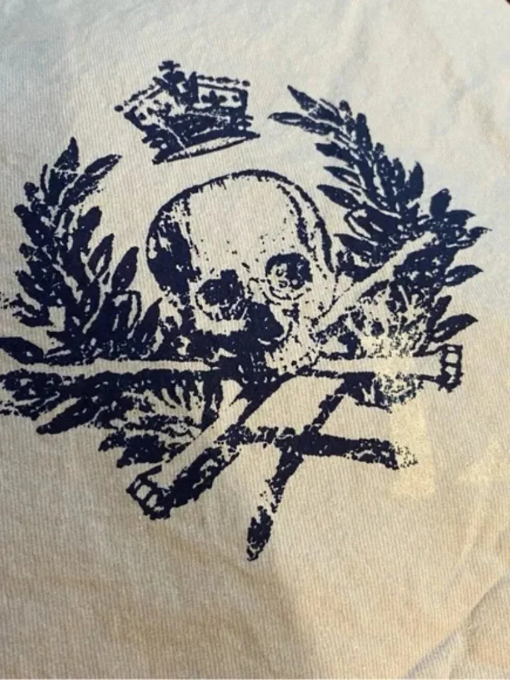 Lauren Ralph Lauren LRL blue 100% cotton Ellis University skulls twin flat sheet